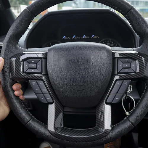 Miniatura 3 de Keptrim Funda para volante de fibra de carbono ABS F-150 para Ford F150 2015 2016 2017 2018 2019 2020 Ford F150, para 2017-2022 F250 F350, para Ford