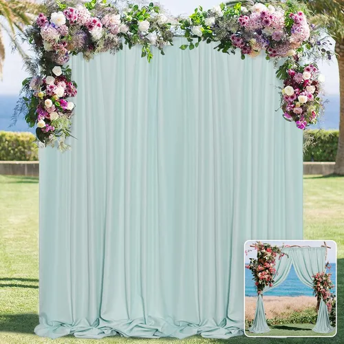 Miniatura 30 de MYSKY HOME Cortinas de 10 pies x 10 pies Verde Cazador Cortinas de Fondo para Fiestas Bodas Escenario Cortinas con Bolsillo para Barra Cortinas