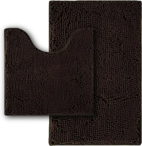 Miniatura 42 de Juego de alfombras de baño de 2 piezas, súper absorbente suave, gruesa, lavable en lavadora, alfombra de baño de chenilla antideslizante, alfombra