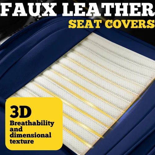 Miniatura 7 de LINGVIDO - Funda universal para asiento de automóvil, transpirable e impermeable, de piel sintética, para autos, SUV, sedán