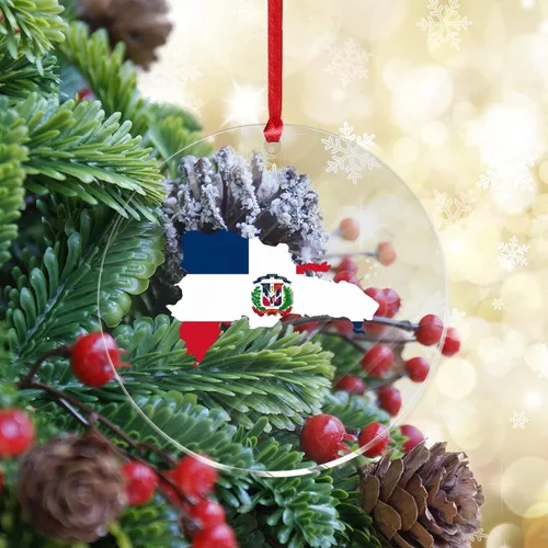Miniatura 7 de Adorno de Navidad acrílico con forma de mapa de país, bandera nacional, recuerdo de acrílico impreso en dos caras, círculo de 3 pulgadas, recuerdo