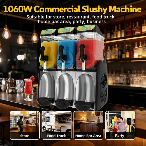 Miniatura 8 de Máquina comercial de granizado de 12 galones, máquina de margarita congelada para mockaritas congeladas, máquina de granizado de 110 V/60 Hz con 3
