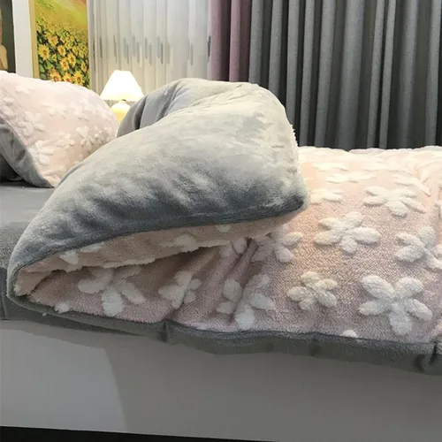 Miniatura 4 de Juego de sábanas de lujo, juego de funda de edredón, ropa de cama tamaño individual, terciopelo de leche ultra grueso, suave terciopelo coral
