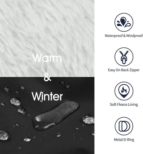Miniatura 3 de IECOii Chaqueta para perro con arnés de invierno integrado, color negro, XXXL, abrigo de perro con cremallera, ropa de invierno para perros grandes