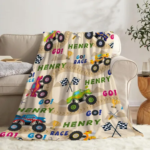 Miniatura 25 de Manta de bebé con texto en inglés «Just A Boy Who Loves Trucks» para niños y niñas, manta súper suave para envolver al recién nacido, acogedora