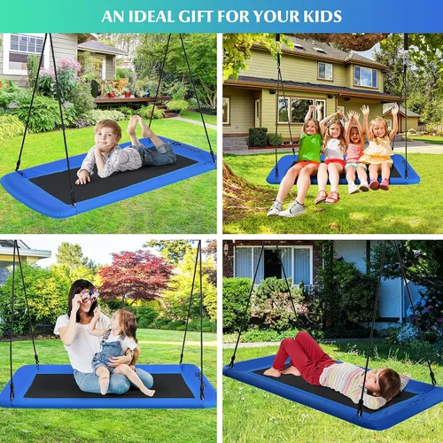 Miniatura 2 de Goplus Columpio de árbol de plataforma gigante de 60 pulgadas para niños y adultos, columpio rectangular ajustable para interiores y exteriores