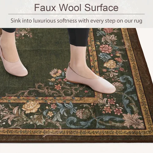 Miniatura 6 de RYB HOME Alfombra lavable para sala de estar, alfombra grande de 8 x 10 pies que no se desprende para dormitorio, alfombra de lana sintética ultra
