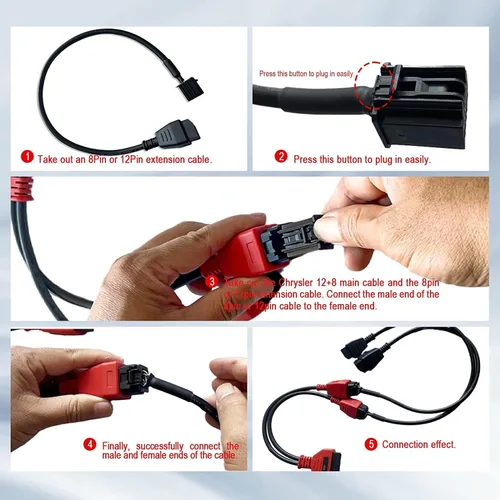 Miniatura 4 de Obd2 Cable 12 8 Cable adaptador de extensión para DS808 Maxisys MS905 MS906 MS908 Pro Maxisys Elite Scanner Tool, cable de derivación de seguridad