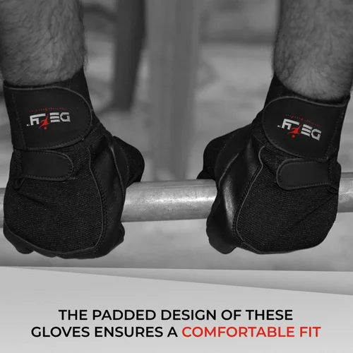 Miniatura 6 de DEFY - Guantes de levantamiento de pesas acolchados con muñequera de 13 pulgadas de largo, guantes de gimnasio de cuero genuino para levantamiento