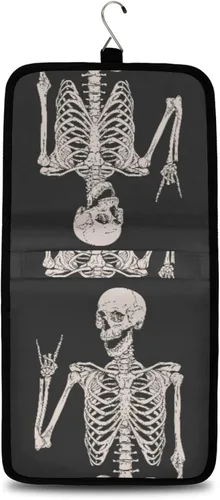 Miniatura 2 de AUUXVA Neceser colgante para mujer, bolsa de maquillaje de esqueleto de Halloween, bolsa de cosméticos para el día de los muertos, artículos