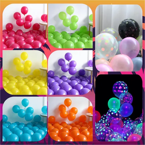 Miniatura 7 de Decoraciones de fiesta con temática musical de neón, 165 globos que brillan en la oscuridad con gafas de radio de bola de discoteca retro, globos