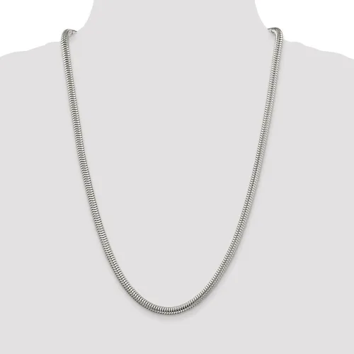 Miniatura 22 de Plata de ley 0.079 in (2 mm), 0.098 in (2.5 mm), 0.118 in (3 mm), 0.157 in (4 mm), 0.197 in (5 mm), cadena de serpiente redonda, collar de cadena