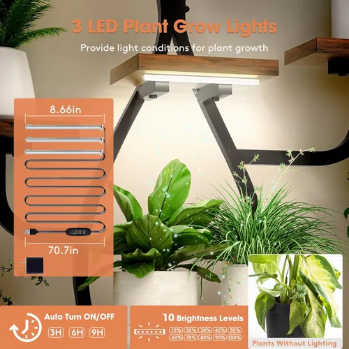 Miniatura 3 de Tovve Soporte para plantas de interior con luz de crecimiento, estante pequeño de 8 niveles de 48 pulgadas, soporte de esquina para plantas