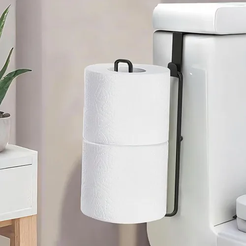 Miniatura 10 de Soporte de papel higiénico con almacenamiento extra de 4 rollos de papel higiénico, soporte de pared sobre el tanque, soporte de papel higiénico