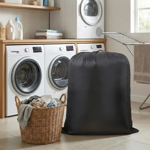 Miniatura 2 de Bolsa de almacenamiento multiusos extragrande para lavandería (27 x 35 pulgadas, negro)