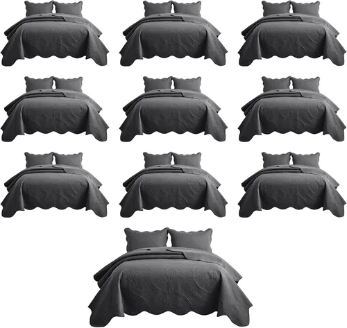 Miniatura 33 de IR Imperial Rooms Velvet Twin Quilt Bedspread Comforter Bedding Set 2 Pcs Diamond Pattern - (68"x86") Bedspread Coverlet + 1 Pillow Shams
