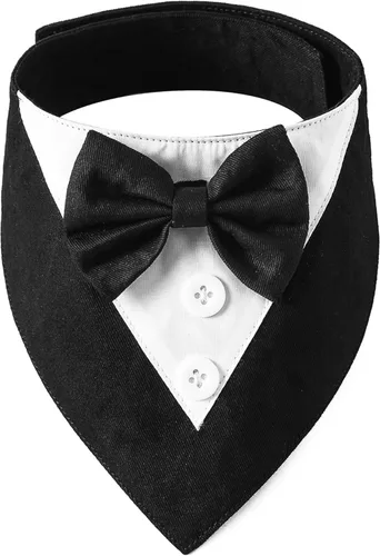 Miniatura 13 de ADOGGYGO Bandana de esmoquin para perro de cumpleaños, collar azul con corbatín, disfraz formal ajustable de cumpleaños para perros extra pequeños