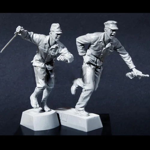 Miniatura 2 de Goodmoel Kit de soldado japonés modelo de resina soldado 1/35 de la Segunda Guerra Mundial (2 personas), sin montar y sin pintar, Ja-7955