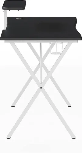 Miniatura 6 de EMMA + OLIVER Soporte para tazas de escritorio para juegos negro/blanco y negro, gancho para auriculares, soporte para monitor