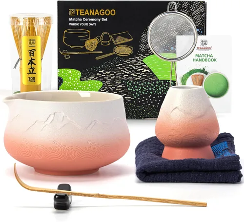 Miniatura 12 de TEANAGOO Juego de 7 batidores de matcha azul, juego de matcha de cerámica, kit de matcha para ceremonia, juego de té matcha para hacer