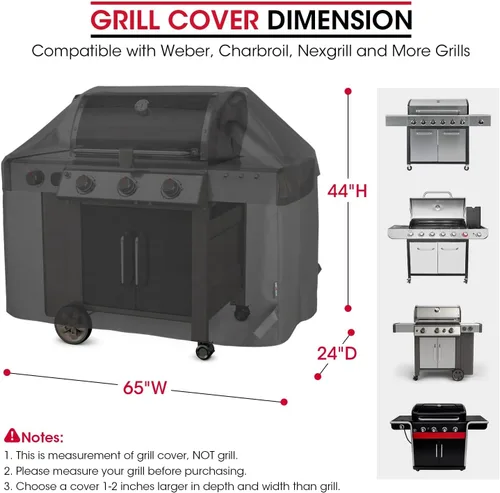 Miniatura 7 de Unicook Cubierta de parrilla de gas impermeable resistente al agua, cubierta de barbacoa de 65 pulgadas, material especial resistente a