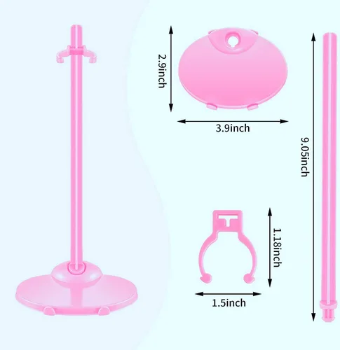 Miniatura 4 de 10 Pcs Doll Display Holders - Mini Stand for 11-13 Inch Dolls & Action Figures - Pink