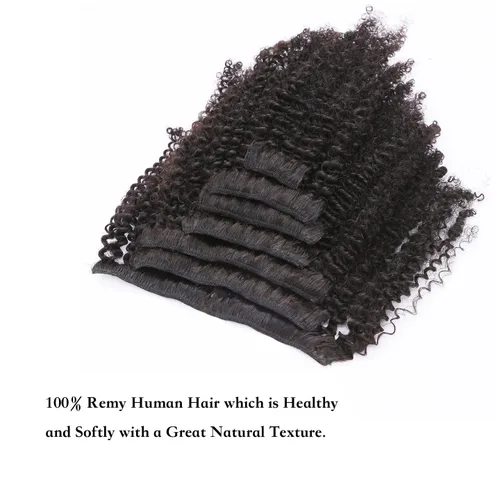 Miniatura 3 de Extensiones de cabello rizado con horquillas, cabello humano virgen Remy, extensiones de pelo rizado brasileño 4B 4C, grado 8A, gruesos
