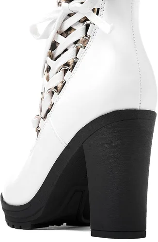 Miniatura 3 de GLOBALWIN Botines de plataforma gruesa para mujer con tacones