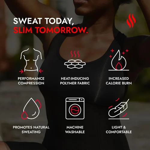 Miniatura 5 de Sweat Shaper Racer Tank: Camiseta de compresión con espalda cruzada para mujer, camiseta sin mangas adelgazante, camiseta de tirantes premium