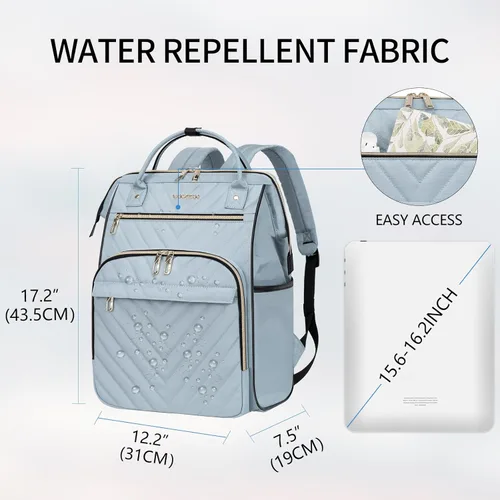 Miniatura 2 de VANKEAN Mochila para laptop de 17 pulgadas para mujeres y hombres, bolsa de trabajo de computadora de moda, gran capacidad, impermeable, con puerto