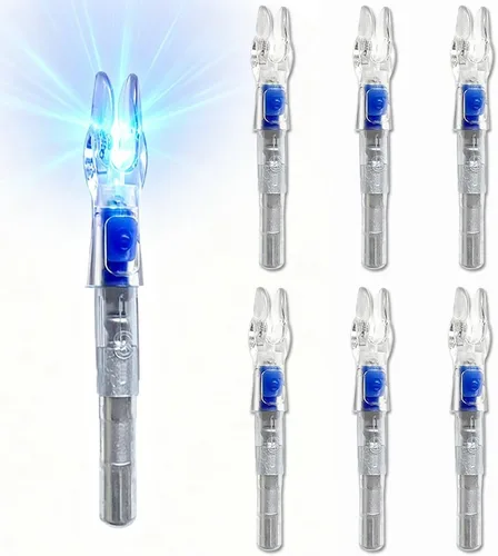 6PCS X Lighted Nocks for Arrows with .204"/5.2mm Inside Diameter Led Nocks with Switch Button for Archery Hunting