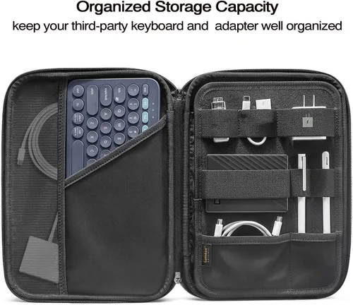 Miniatura 2 de tomtoc Funda tipo cartera para iPad Pro M5/M4 de 11 pulgadas 2025 y iPad Air M2 2024, iPad (A16), funda de transporte y almacenamiento con Negro