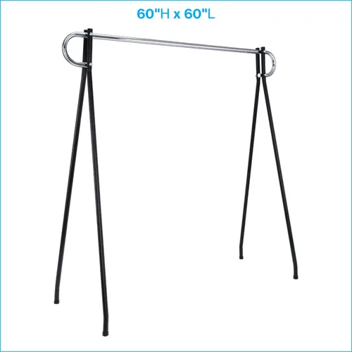 Miniatura 5 de SSWBasics Perchero de un solo riel negro y cromado de 60 x 60 pulgadas