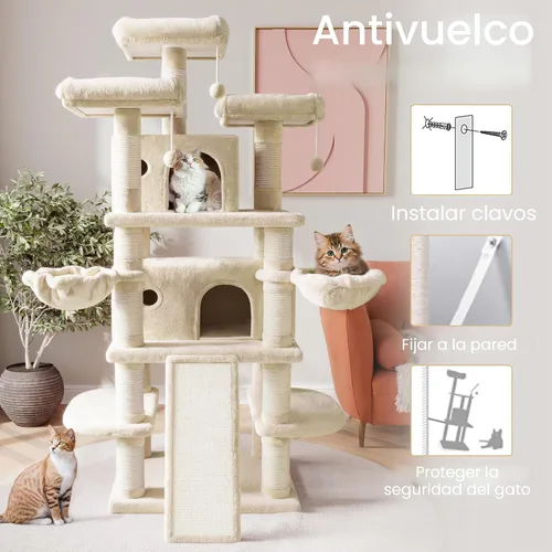 Miniatura 7 de SHA CERLIN Árbol para gatos de 68 pulgadas, de varios niveles, torre grande para gatitos grandes/torre para gatos con condominio/acogedoras perchas