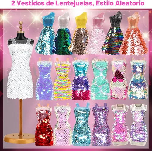 Miniatura 2 de BARWA 11 juegos de ropa de muñeca que incluyen 2 vestidos de lentejuelas, 5 vestidos florales de sirena, 4 trajes casuales tops y pantalones