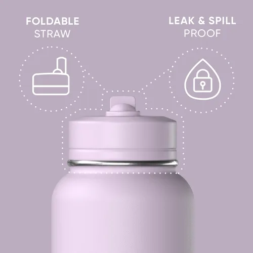 Miniatura 2 de Hydrapeak Botella de Agua Deportiva Aislada de 32 oz con Tapa de Pajita, A Prueba de Fugas y Derrames, Mantiene las Bebidas Frías por 24 Horas, Rubor