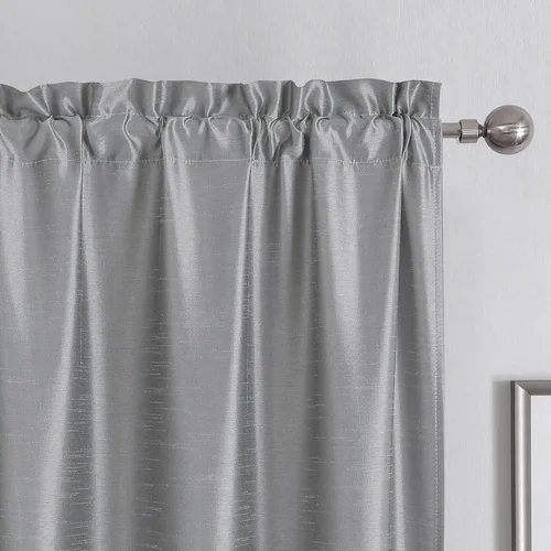 Miniatura 37 de Chyhomenyc Uptown - Cortinas negras de 24 pulgadas de largo, 2 paneles, cortinas cortas de seda sintética para oscurecer la habitación, cortinas