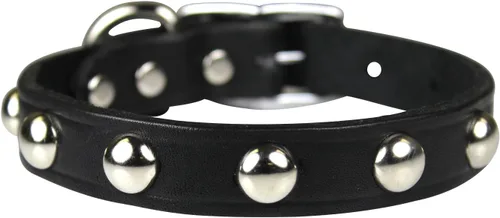 Miniatura 2 de Leather Brothers 12LS-BK12 - Collar de perro de cuero Latigo con tachuelas, tamaño pequeño, color negro