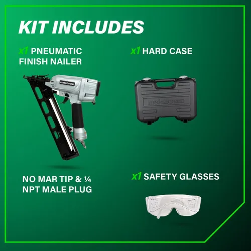 Miniatura 5 de Metabo HPT NT65MA4 - Pistola de clavos con soplador de aire, clavadora neumática preferida por profesionales para molduras de corona, molduras