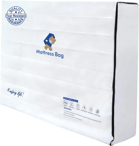 Miniatura 6 de Bolsa de colchón de plástico para almacenamiento en movimiento, funda de colchón impermeable con cremallera de 6 mil, protector de colchón