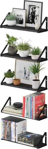 Miniatura 8 de Wallniture Ponza - Estante flotante de pared de 17 x 4.5 pulgadas, estantes pequeños de madera para almacenamiento en la pared, estante montado