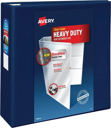 Carpeta de 3 anillas Avery Heavy-Duty View, anillas EZD de un solo toque de 4 pulgadas, espaldera de 4.5 pulgadas, 1 carpeta azul marino (79804)