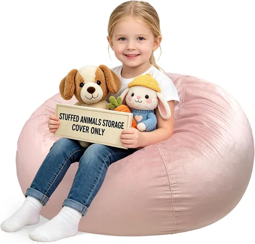 Miniatura 55 de Lukeight - Puf de almacenamiento de animales de peluche para niños, funda para puf de dinosaurio con cremallera para organizar la habitación