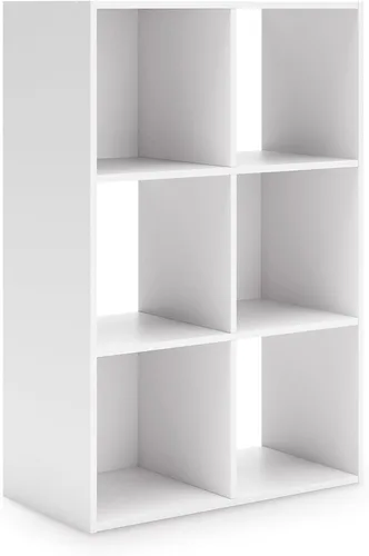 Miniatura 14 de Diseño exclusivo de Ashley Paxberry. Organizador de almacenamiento o librero moderno de 6 cubos, color blanqueado