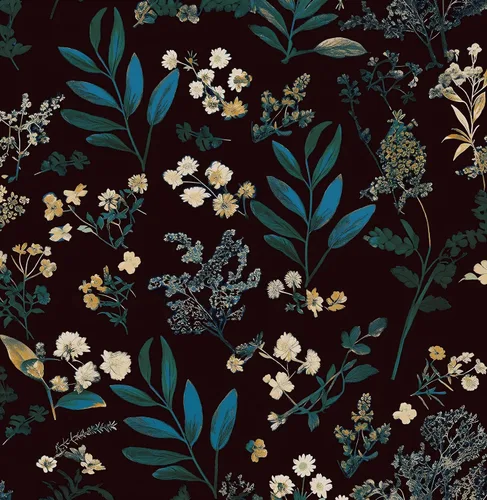 Miniatura 30 de Laatse Papel Tapiz de Hoja Azul/Dorada Despegar y Pegar Papel Tapiz Vintage Floral Oscuro Impermeable Autoadhesivo Removible Boho Papel de Pared