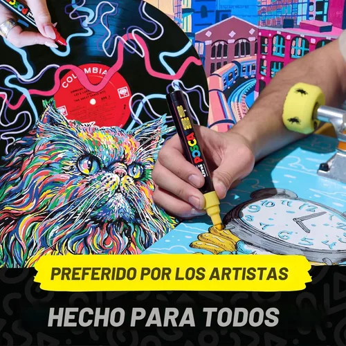 Miniatura 5 de Rotuladores de pintura a base de agua uni POSCA PC-3M, punta fina reversible (0.9-1.3mm), colores surtidos, paquete de 16