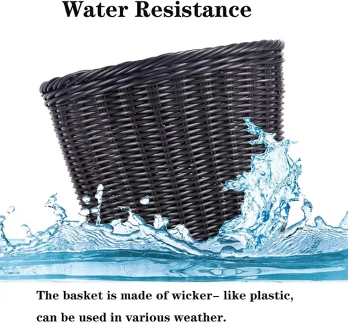 Miniatura 3 de Cesta para bicicleta, cesta de almacenamiento frontal para manillar con correas de cuero ajustables, accesorios de bicicleta, tejida a mano