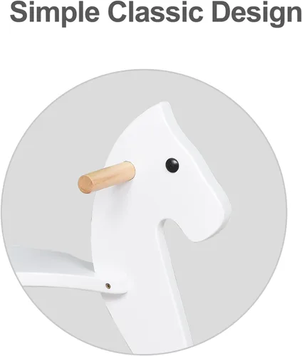Miniatura 2 de Caballo mecedor de madera para bebé, juguete para niños pequeños, diseño clásico de madera maciza con pedal cómodo y respaldo seguro, regalo ideal