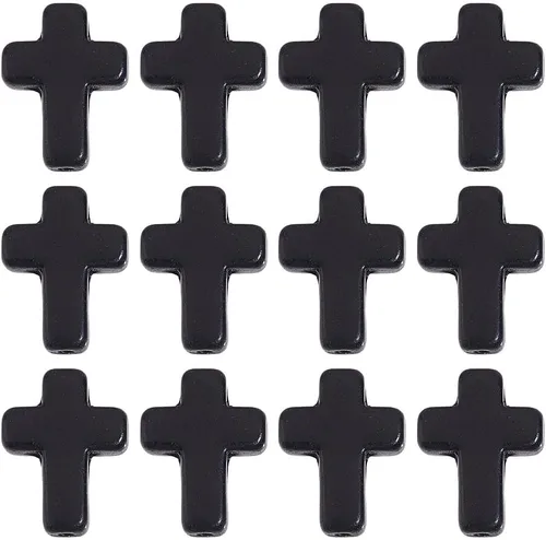 Miniatura 15 de SUNNYCLUE Mini Cuentas de Cruz, Pequeño 200 cuentas pequeñas de cruz negra de 0.315 x 0.394 in