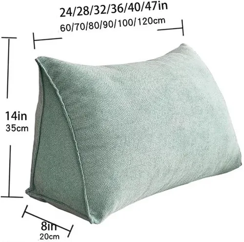 Miniatura 7 de Almohada para cabecero, almohada de cuña para lectura y reposo en cama, color verde claro, para respaldo triangular, soporte para lectura, espalda